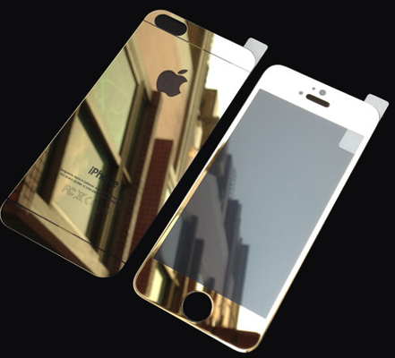 Good Quality Gold Tempered Glass Screen Protector Mirror Film For Iphone 5s Front Back Sales